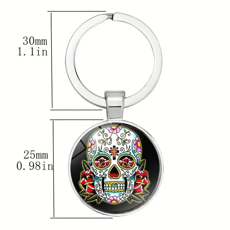Wholesale Mexican Skeleton Time Gemstone Metal Keychain